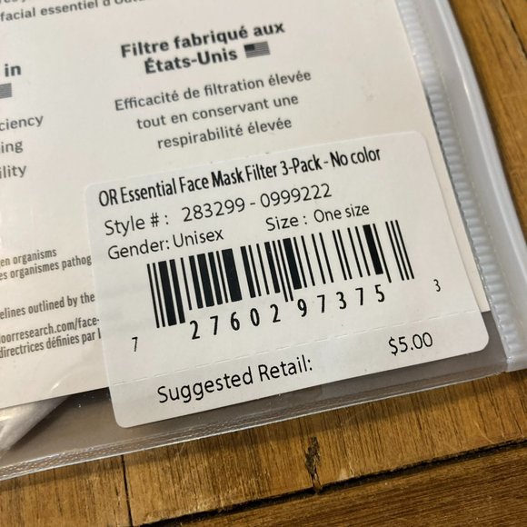 OR Outdoor Research essential face mask filter 3-pack disposable high efficiency - Picture 2 of 5